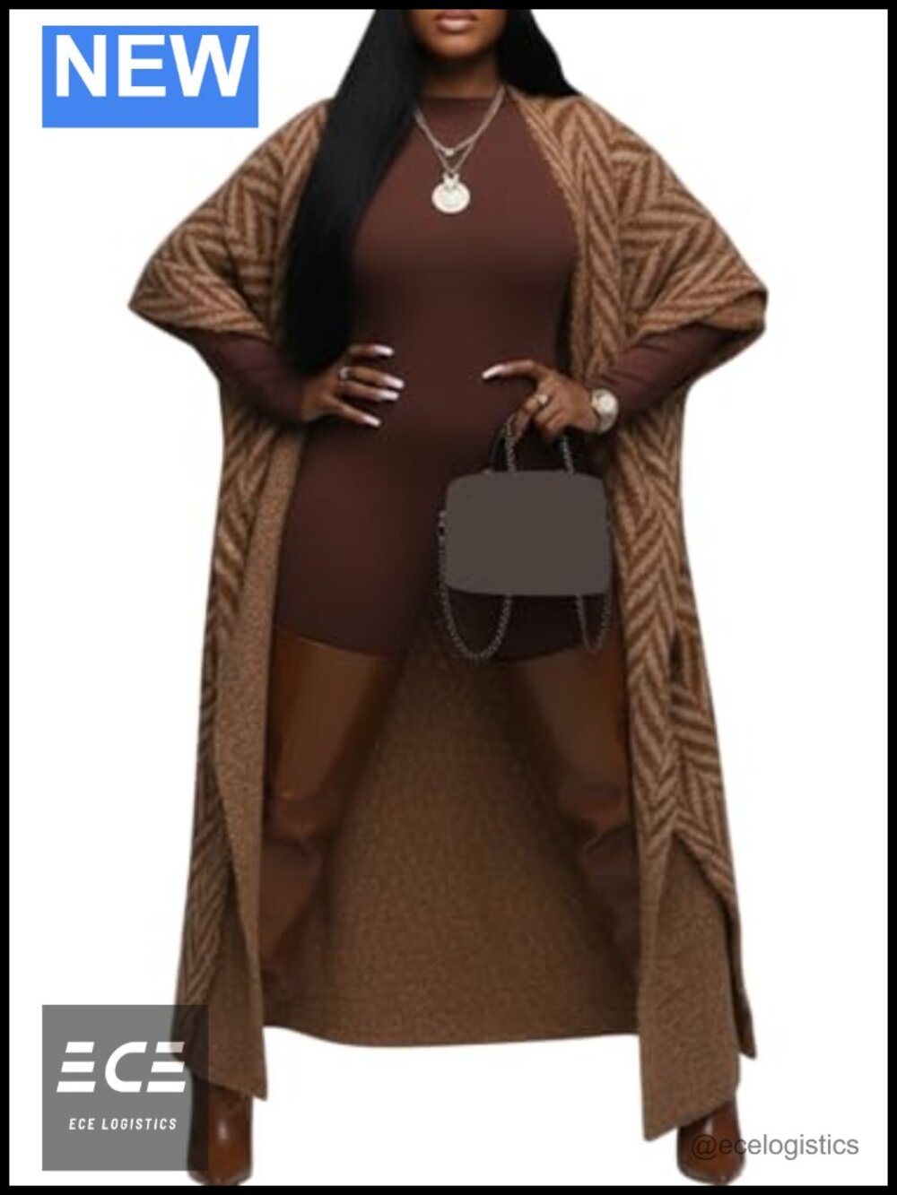 Oversized Long Cardigan Batwing Sleeve Open Front Knit Coat